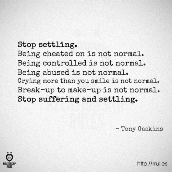 Stop settling.
