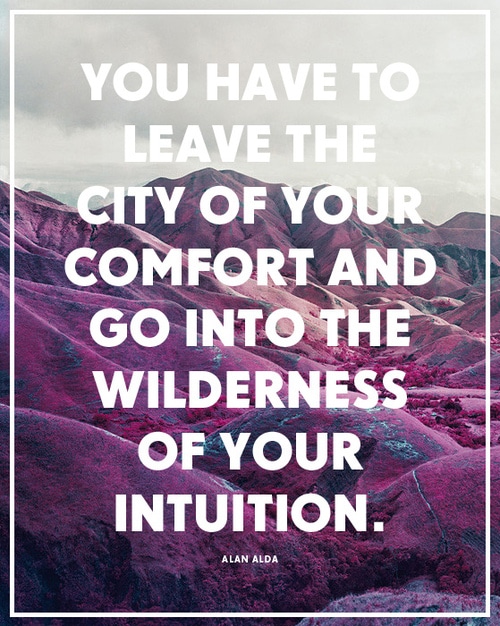 "You have to leave the city of your comfort and go into the wilderness of your intuition." ~ Alan Alda