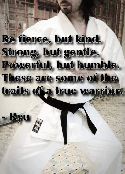 "Be fierce, but kind. Strong, but gentle. Powerful, but humble. These are some of the traits of a true warrior." ~ Ryu